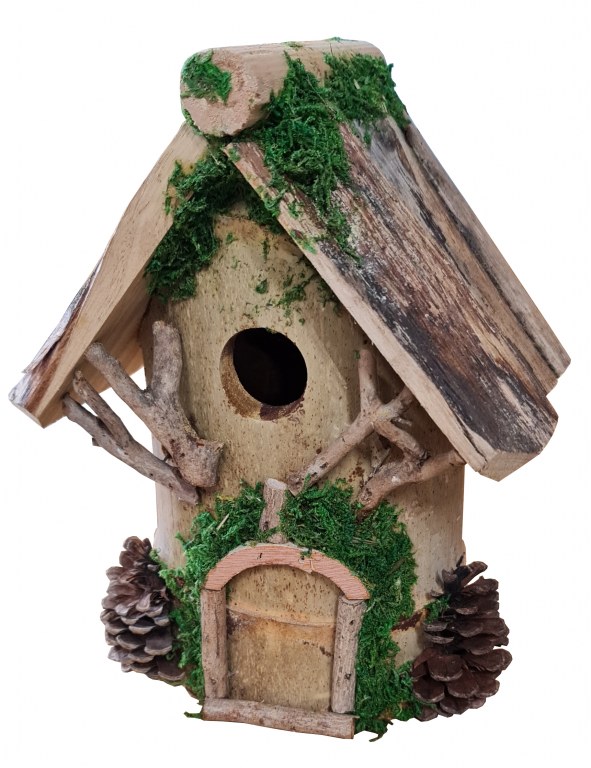 Maison d'oiseaux sur pied en bois naturel